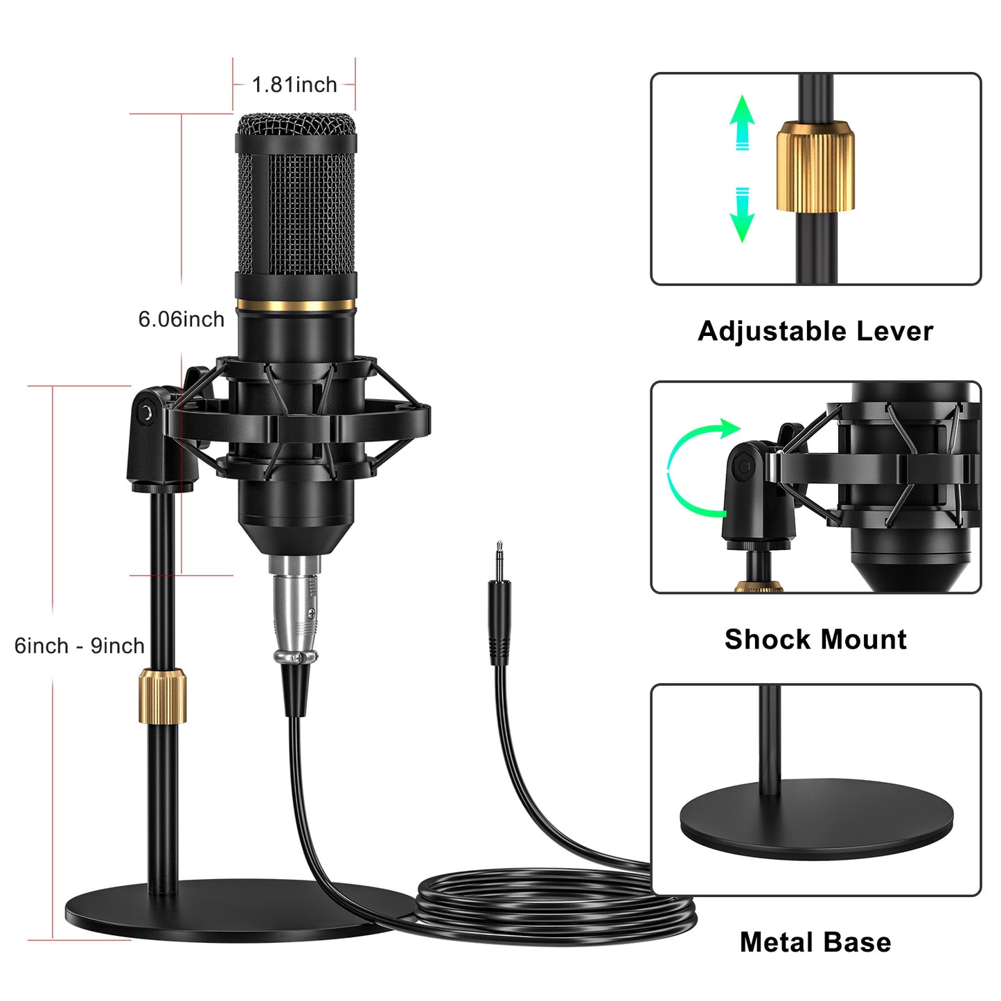Podcast Microphone Bundle with Live Sound Card Audio Mixer, Podcast Equipment Bundle with 3.5mm Condenser Microphone for Pc/Phone Live Streaming Singing Gaming, Sound Board with Voice Changer, Denoise