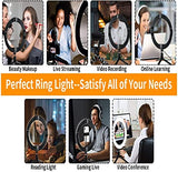 Selfie Ring Light, 10” Ring Light with Tripod Stand & Cell Phone Holder for Live Stream, Makeup, Dimmable Desktop LED Circle Light for Recording Video, Photography, 3 Light Modes & 10 Brightness