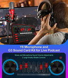 Audio Interface Live Sound Card DJ Mixer Kit for 3.5mm XLR Condenser Microphone Voice Changer for Guitar Studio Recording Broadcasting Streaming Gaming YouTube for Cellphone PC Computer Mac Laptop