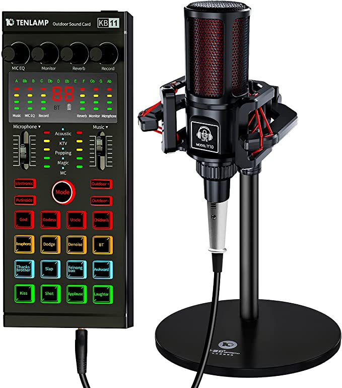 Tenlamp G5 Pro Sound discount Card Mixer Kit Studio Recording PK Microphone Podcast Music