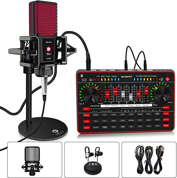 Kit Interface + Microfone Condensador LEXSEN Studio Caster - Sonkey