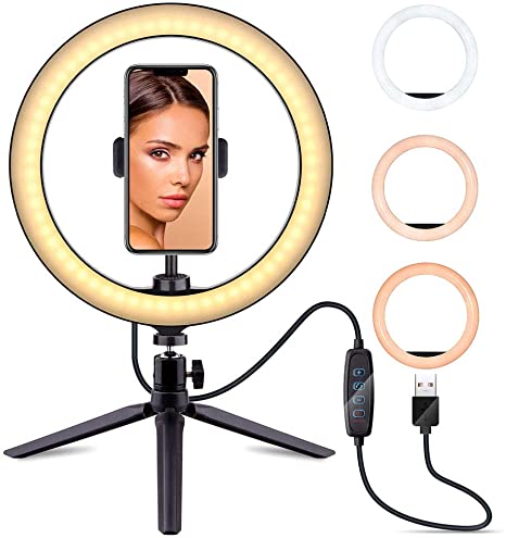 LED Selfie Ring Light with Tripod Stand&Cell Phone Holder For Makeup Live  Stream