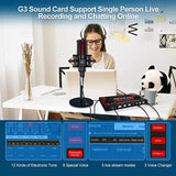 Audio Mixer Podcast Microphone Bundle, 3.5mm Mic with USB Live Sound Card Audio Interface Sound Board Voice Changer Podcast Production Equipment for Phone PC Live Streaming Recording Gaming Podcast