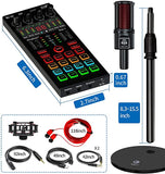 Podcast Equipment Bundle, tenlamp Studio XLR to 3.5mm Microphone with USB Mini Sound Card, Audio Interface Sound Board Voice Changer, DJ Audio Mixer Equipment for Live Streaming Recording Gaming PC