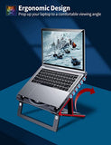 Laptop Stand for Desk, Ergonomic 6 Adjustable Height Laptop Riser with 2 Cooler Fans, Portable Laptop Cooling Pad Holder
