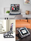 Laptop Stand for Desk, Ergonomic 6 Adjustable Height Laptop Riser with 2 Cooler Fans, Portable Laptop Cooling Pad Holder